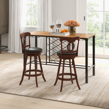 Set of 2 24/30 Inch Swivel Bar Stools with Footrest-30 inches