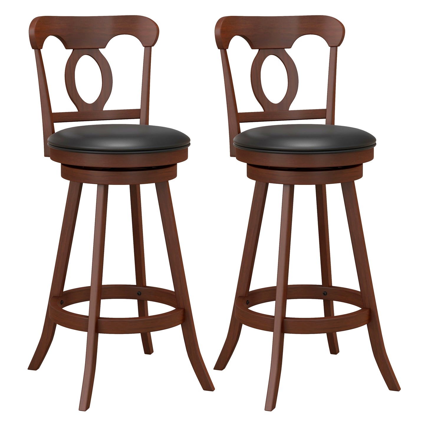 Set of 2 24/30 Inch Swivel Bar Stools with Footrest-30 inches
