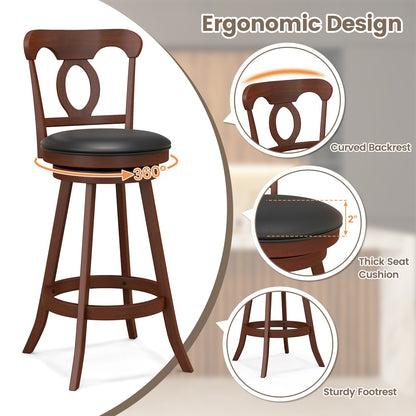 Set of 2 24/30 Inch Swivel Bar Stools with Footrest-30 inches
