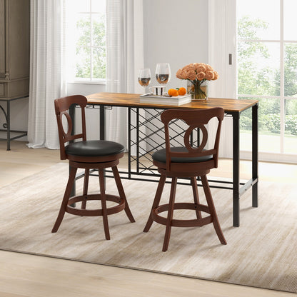 Set of 2 24/30 Inch Swivel Bar Stools with Footrest-24 inches