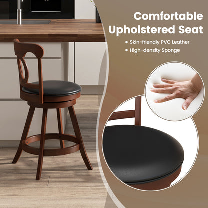 Set of 2 24/30 Inch Swivel Bar Stools with Footrest-24 inches