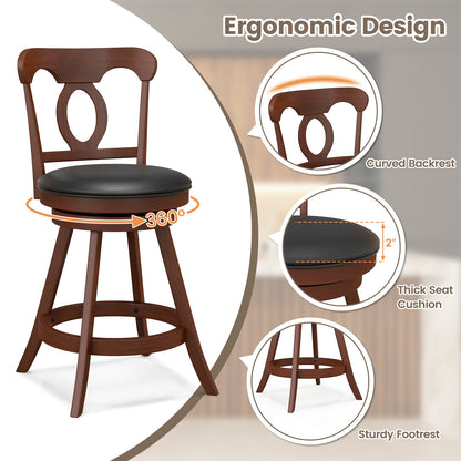 Set of 2 24/30 Inch Swivel Bar Stools with Footrest-24 inches