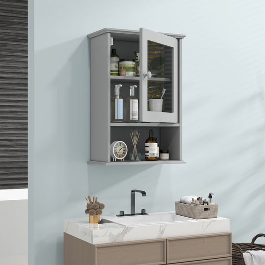 Bathroom Wall Mounted Adjustable Hanging Storage Medicine Cabinet-Gray
