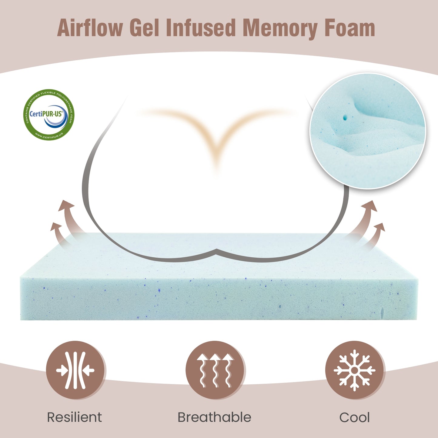 10 Pack Seat Cushions Gel Memory Foam for Back-Brown