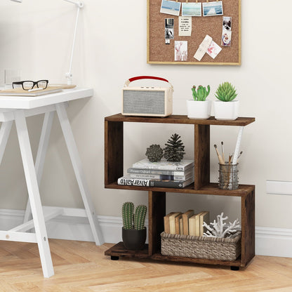 24 Inch 3-Tier Geometric Bookshelf with Thick Foot Pads-Black