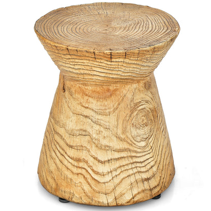 Weather Resident Rock End Table with Wood Grain for Living Room