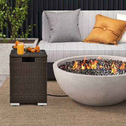 2-in-1 Patio Rattan Gas Propane Tank Cover for 20 lbs Propane Tanks-Black