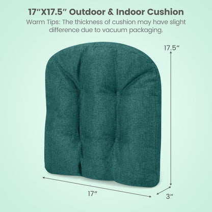 4 Pack 17.5" x 17" U-Shaped Chair Pads with Polyester Cover-Green