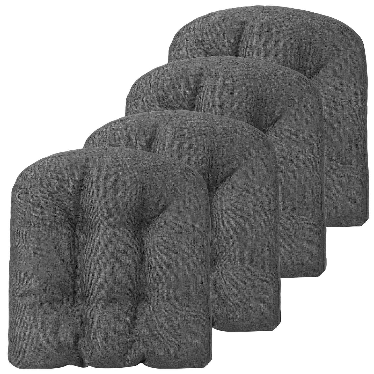 4 Pack 17.5 x 17 Inch U-Shaped Chair Pads with Polyester Cover-Gray