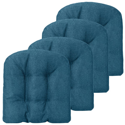 4 Pack 17.5 x 17 Inch U-Shaped Chair Pads with Polyester Cover-Navy