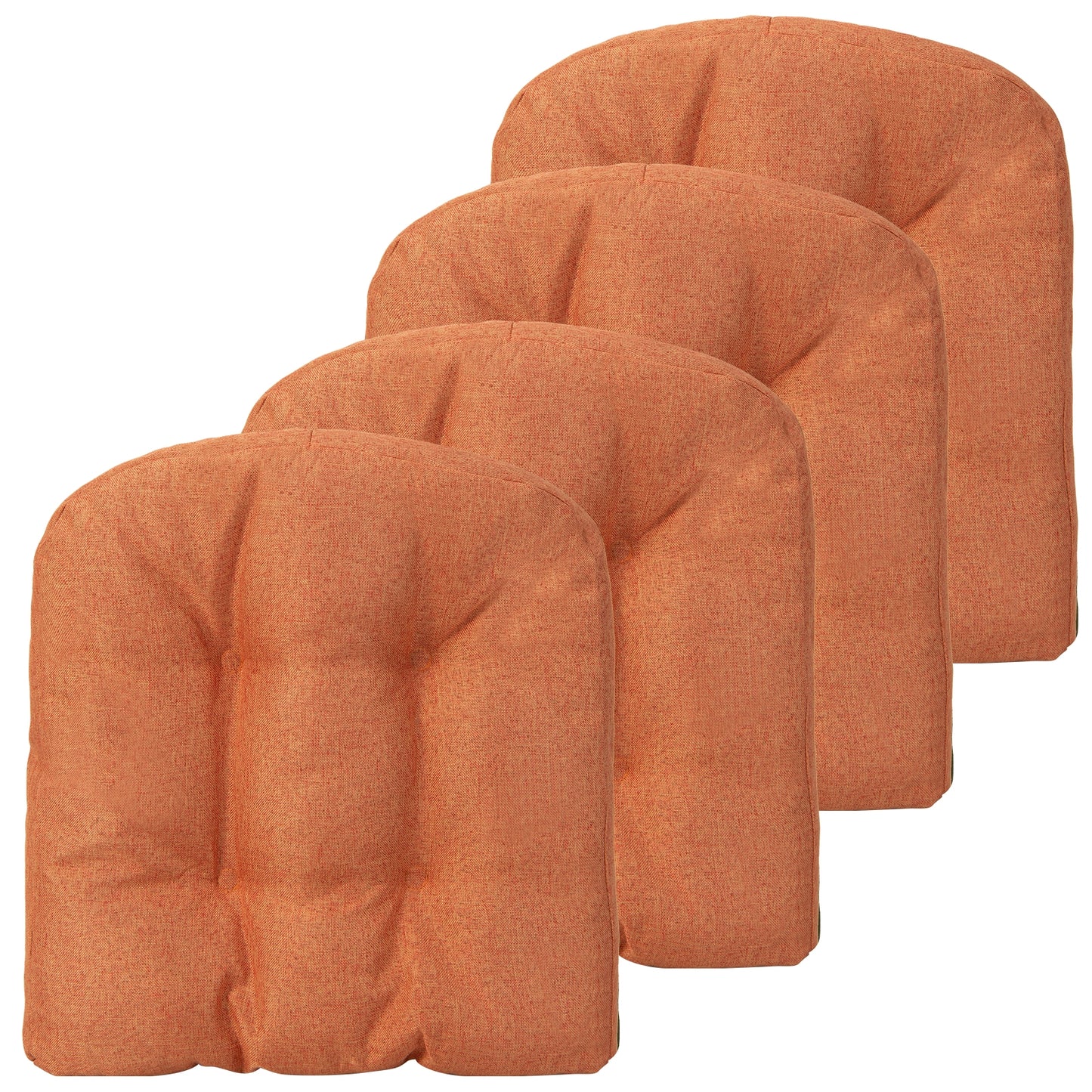 4 Pack 17.5 x 17 Inch U-Shaped Chair Pads with Polyester Cover-Orange