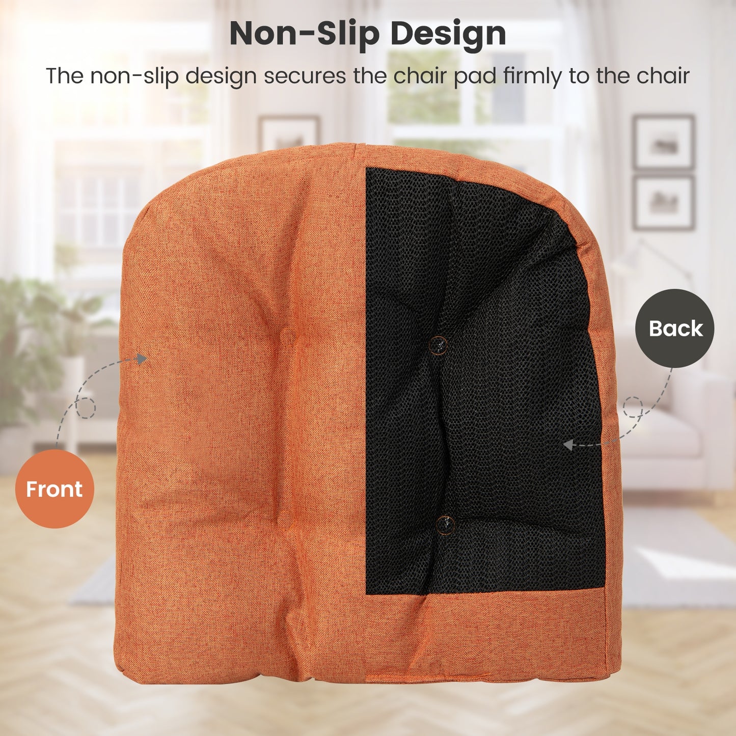 4 Pack 17.5 x 17 Inch U-Shaped Chair Pads with Polyester Cover-Orange