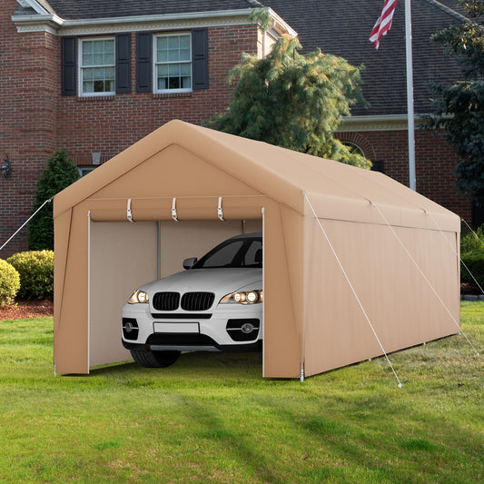 10 x 20 Feet Portable Garage Tent Carport with Galvanized Steel Frame-with Sidewall
