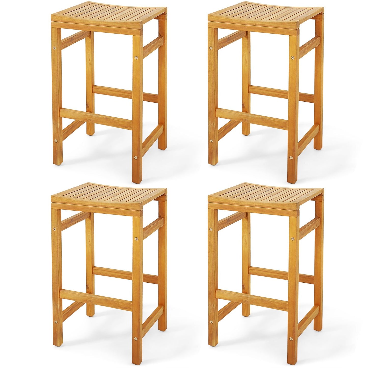 30-Inch Height Bar Chair with Saddle Shaped Seat and Sturdy Footrest-Set of 2
