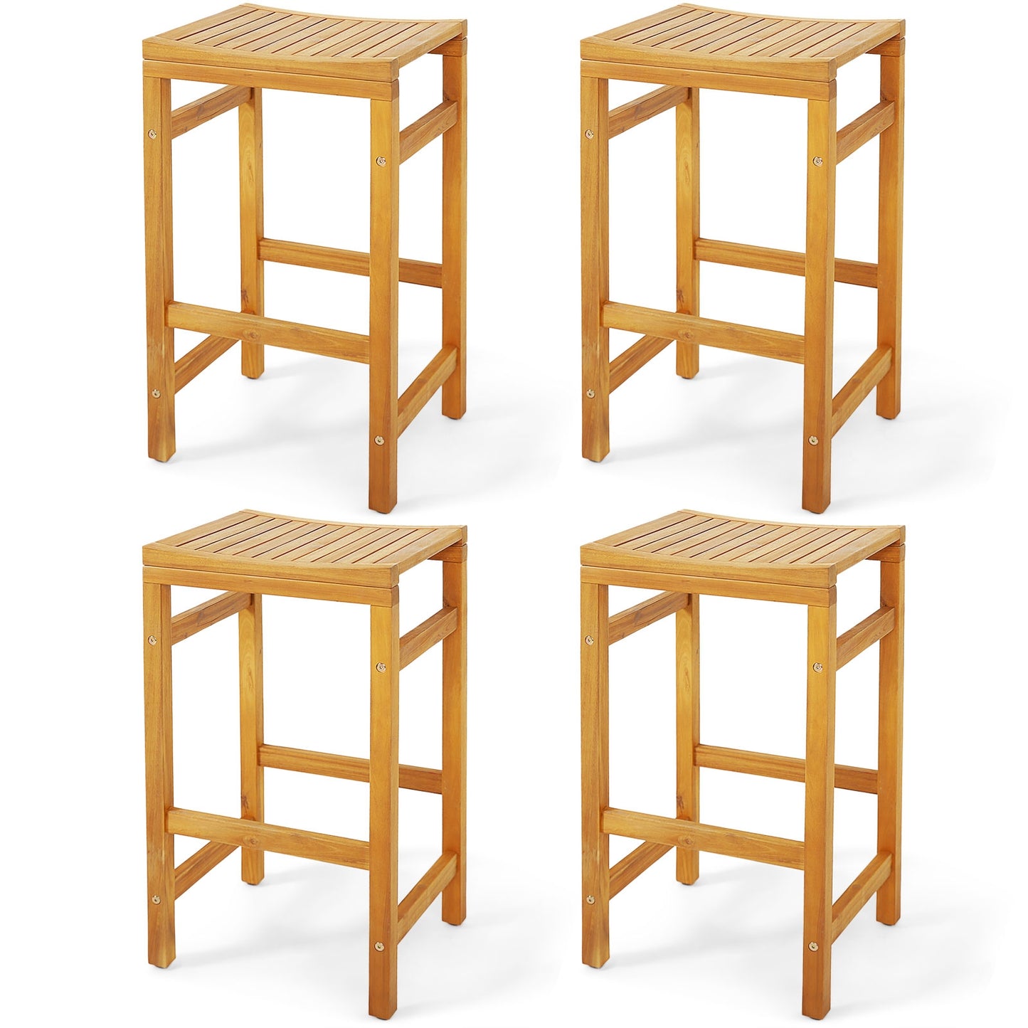 30-Inch Height Bar Chair with Saddle Shaped Seat and Sturdy Footrest-Set of 4
