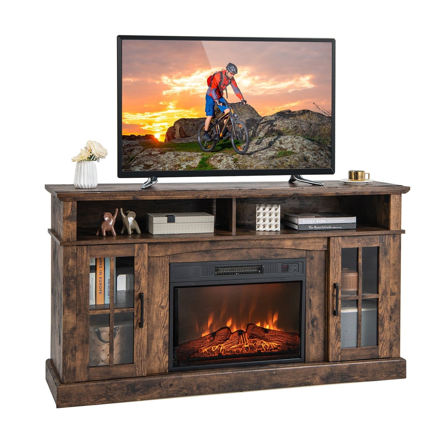 Fireplace TV Stand with 1400W Electric Fireplace-Black