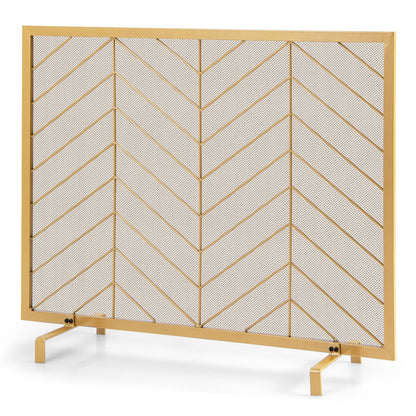 38 x 31 Inch Single Panel Fireplace Screen-Golden