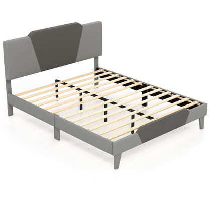Full/Queen/Twin Velvet Upholstered Bed Frame with High Headboard-Queen Size