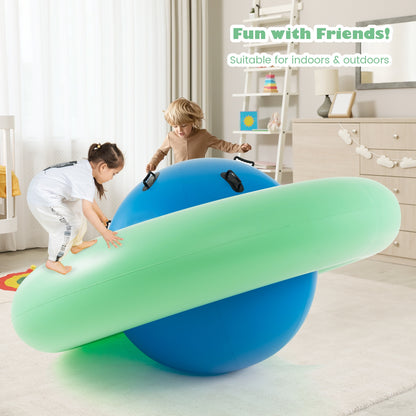 7.5 Foot Giant Inflatable Dome Rocker Bouncer with 6 Built-in Handles for Kids-Green