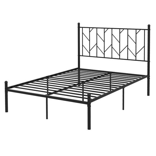 Full size metal bed frame with sturdy slat support, simple design, ideal for twin, full, or queen beds in bedroom furniture.