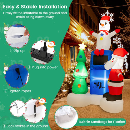 6 Feet Lighted Christmas Inflatable Mailbox Santa Claus Snowman Christmas Tree