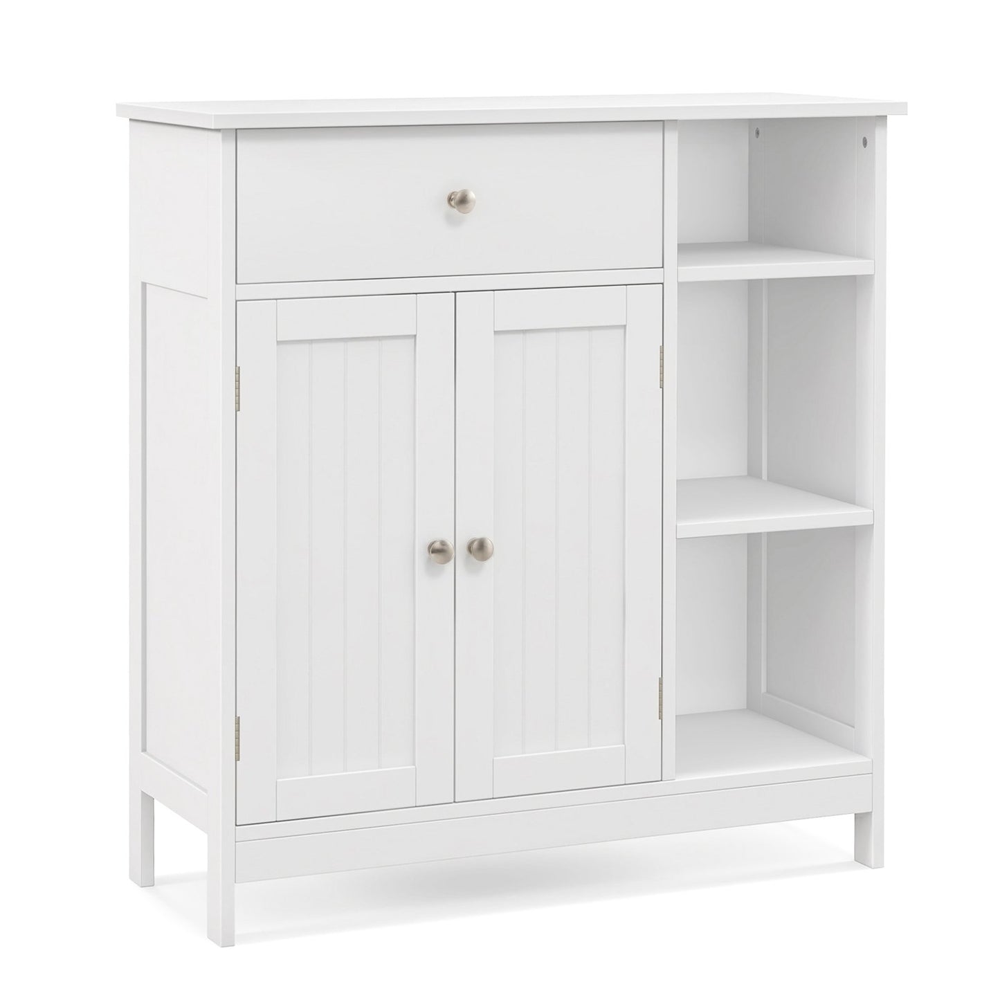Bathroom Cabinet Floor Cabinet with Drawer and Open Compartments-White