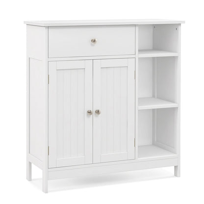 Bathroom Cabinet Floor Cabinet with Drawer and Open Compartments-White