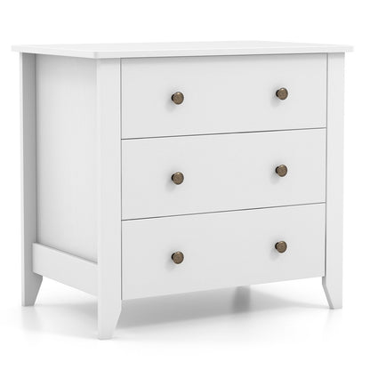3 Drawer Dresser Chest of Drawers Bedside Table-Black