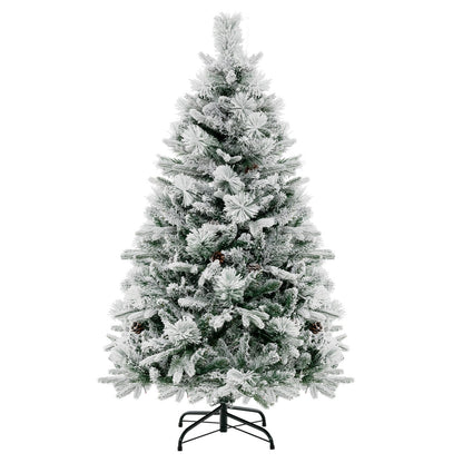 4.5/6/7 Feet Artificial Xmas Tree with Pine Needles and LED Lights-6 ft