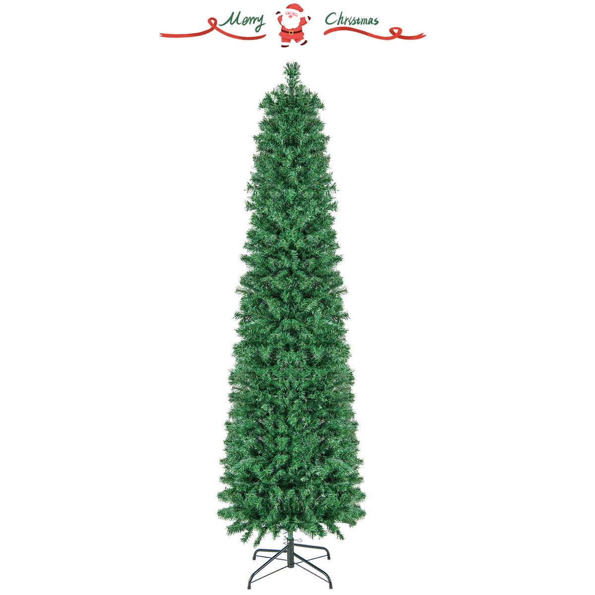 7 ft pre-lit Christmas pencil tree with colorful fiber optics, green branches, ideal holiday decor from Wilsons Home Store