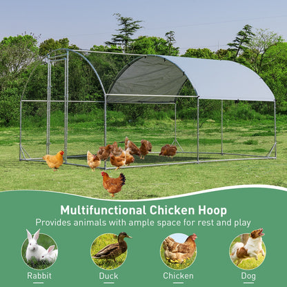 12.5 Feet  Metal Chicken Coop Outdoor Galvanized Dome Cage with Cover-M