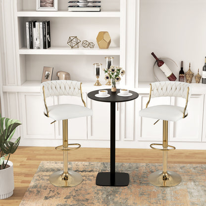 Swivel Barstool with Woven Back Set of 2 for Kitchen Island Cafe-White