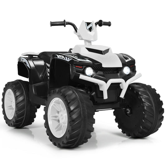 12V Kids Ride on ATV with LED Lights and Treaded Tires and LED lights-White