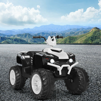 12V Kids Ride on ATV with LED Lights and Treaded Tires and LED lights-White