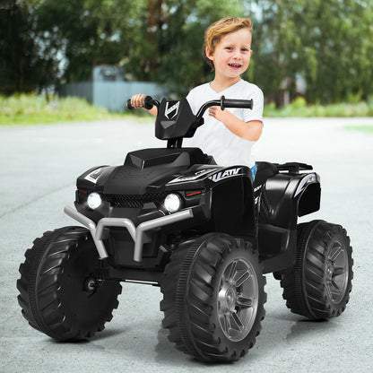 12V Kids Ride on ATV with LED Lights and Treaded Tires and LED lights-Black