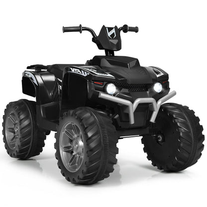 12V Kids Ride on ATV with LED Lights and Treaded Tires and LED lights-Black