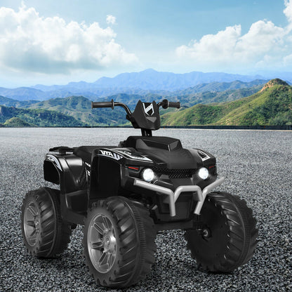 12V Kids Ride on ATV with LED Lights and Treaded Tires and LED lights-Black