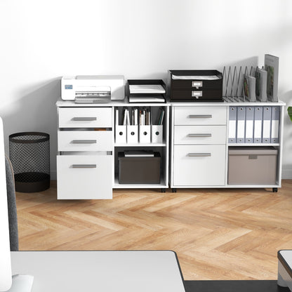3-Drawer Mobile Lateral File Cabinet Printer Stand-Black