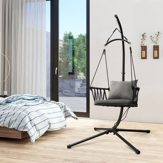 Hanging Swing Chair with Stand-Gray