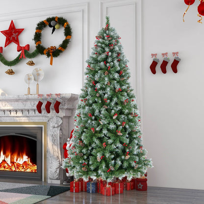 Hinged Christmas Tree with PVC Branch Tips and Warm White LED Lights-9 ft