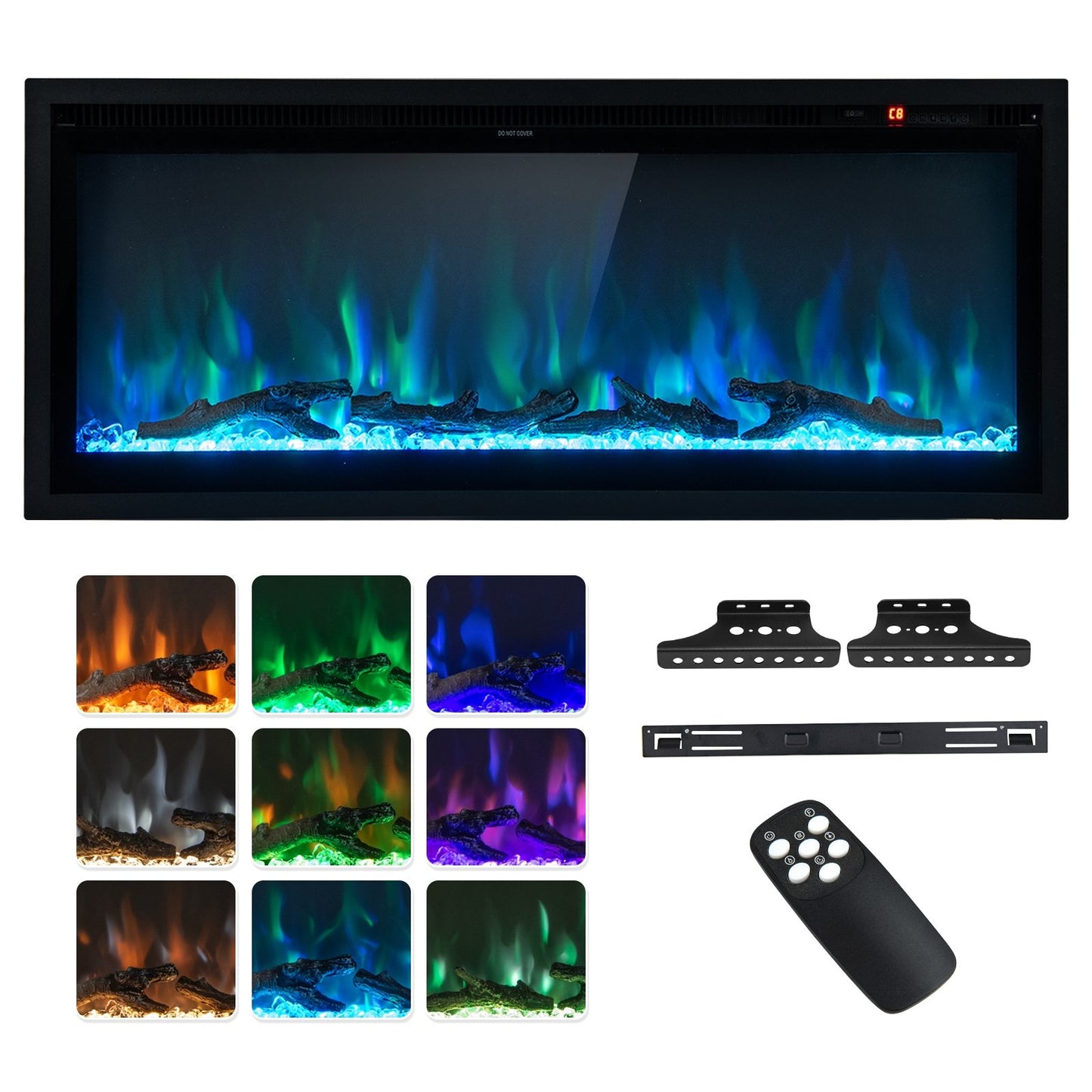 Electric Fireplace in-Wall Recessed with Remote Control and Adjustable Color and Brightness-36 inches