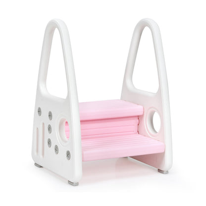 Kids Step Stool Learning Helper with Armrest for Kitchen Toilet Potty Training-Blue