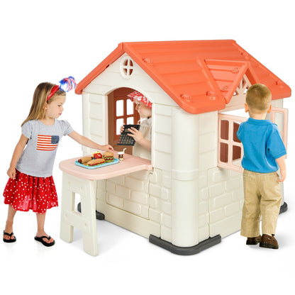 Kid’s Playhouse Pretend Toy House For Boys and Girls 7 Pieces Toy Set-Pink