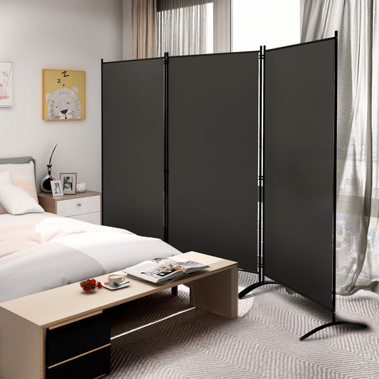 6 Feet 3 Panel Room Divider with Durable Hinges Steel Base-Gray
