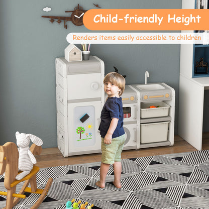 Multipurpose Toy Chest and Bookshelf with Magnetic Whiteboard-Gray