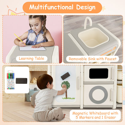 Multipurpose Toy Chest and Bookshelf with Magnetic Whiteboard-Gray