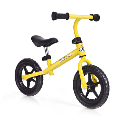 Kids No Pedal Balance Bike with Adjustable Handlebar and Seat-Yellow