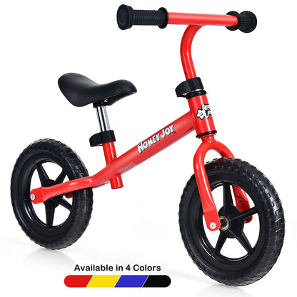 Kids No Pedal Balance Bike with Adjustable Handlebar and Seat-Red