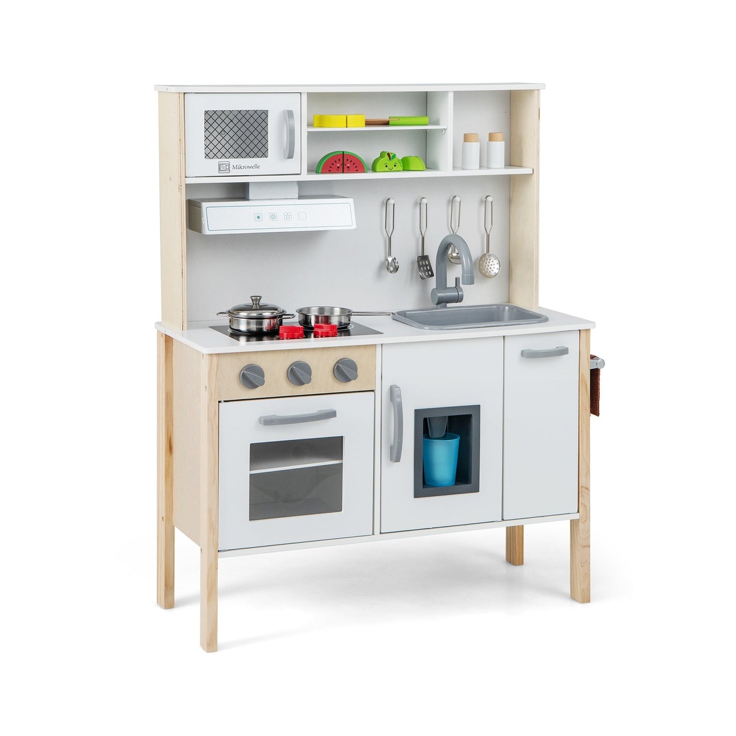 Wooden Pretend Play Kitchen Set for Toddlers-Gray