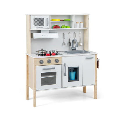 Wooden Pretend Play Kitchen Set for Toddlers-Gray
